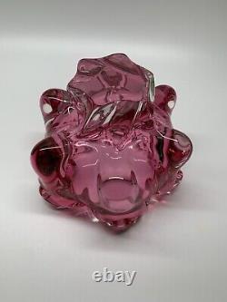 Antique Murano pink floral vase-1960's