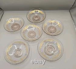 Antique Pink Art Glass Finger Bowls Set Of 6 Moser Style
