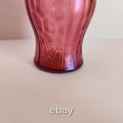 Antique Pink Cranberry Irridescent LOETZ KRALIK Austria Vase Partial Sticker