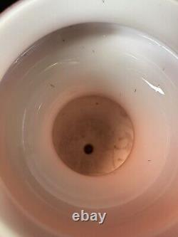 Antique Pink Opaline Glass Bristol Vase Hand Painted Floral Urn Shape Victorian