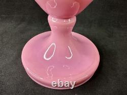 Antique Pink Opaline Glass Bristol Vase Hand Painted Floral Urn Shape Victorian