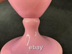 Antique Pink Opaline Glass Bristol Vase Hand Painted Floral Urn Shape Victorian