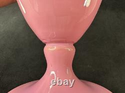 Antique Pink Opaline Glass Bristol Vase Hand Painted Floral Urn Shape Victorian