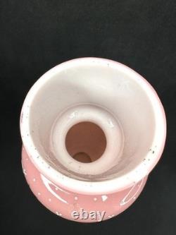 Antique Pink Opaline Glass Bristol Vase Hand Painted Floral Urn Shaped Victorian