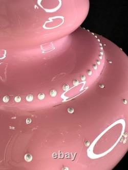 Antique Pink Opaline Glass Bristol Vase Hand Painted Floral Urn Shaped Victorian