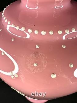 Antique Pink Opaline Glass Bristol Vase Hand Painted Floral Urn Shaped Victorian