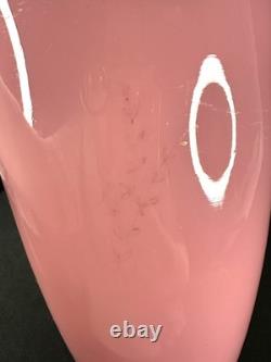 Antique Pink Opaline Glass Bristol Vase Hand Painted Floral Urn Shaped Victorian