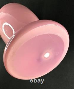 Antique Pink Opaline Glass Bristol Vase Hand Painted Floral Urn Shaped Victorian