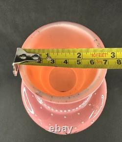 Antique Pink Opaline Glass Bristol Vase Hand Painted Floral Urn Shaped Victorian