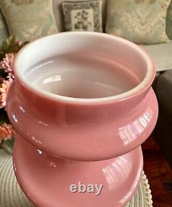 Antique Pink Opaline Glass Bristol Vase Hand Patient Floral Urn Shape Victorian