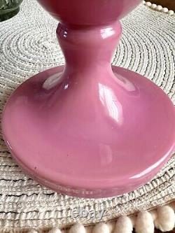 Antique Pink Opaline Glass Bristol Vase Hand Patient Floral Urn Shape Victorian