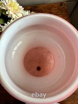 Antique Pink Opaline Glass Bristol Vase Hand Patient Floral Urn Shape Victorian