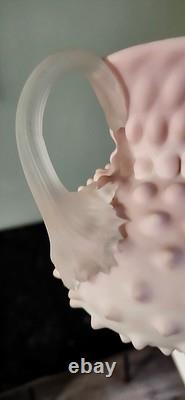Antique Pink Rosalene Satin Hobnail Art Glass Jug Uranium
