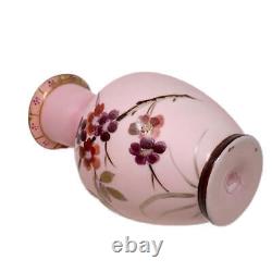 Antique Pink Satin Art Glass Vases (Pair)