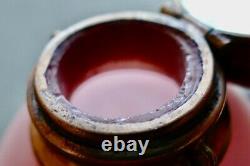 Antique Rare Pink Opaline Glass Egg Shape Perfume Flask Scent Chatelaine