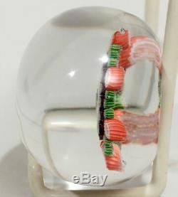 Antique St. Louis Canes Millefiori Round Glass Paperweight Pink Green Multicolor