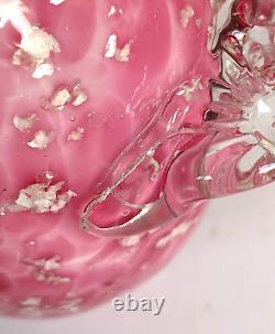Antique Stevens & Williams Art Glass Vase Pink Spangle Silver Mica England 1890