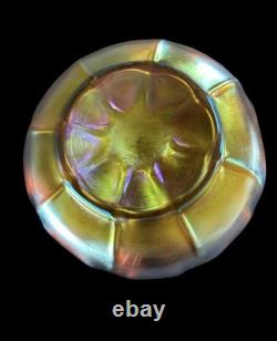 Antique Tiffany Favrile LCT Signed Art Glass Bowl Ruffled Edges Iridescent Pink