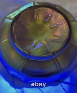 Antique Tiffany Favrile LCT Signed Art Glass Bowl Ruffled Edges Iridescent Pink