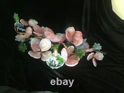 Antique Venetian Murano Glass Pink, Blue and Green Flower Centerpiece 22