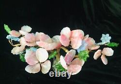 Antique Venetian Murano Glass Pink, Blue and Green Flower Centerpiece 22