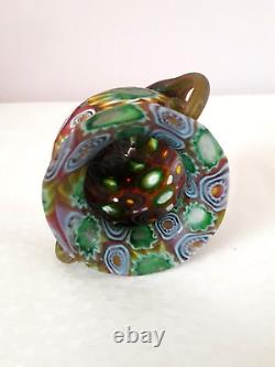 Antique Venetian Murano Murrhine Millefiori Glass Vase Fratelli Toso Pink Orange