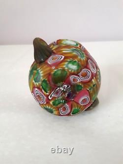 Antique Venetian Murano Murrhine Millefiori Glass Vase Fratelli Toso Pink Orange