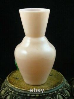 Antique Victorian Bohemian Harrach Pink Art Glass Vase Applied Opalescent Flower