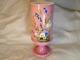 Antique Victorian Bristol Pink Glass Vase Beautiful Hand Painted Enamel Flowers