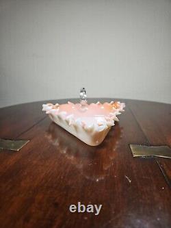 Antique Victorian Cased Glass Jagged Edge UV Sensitive Handled Dish