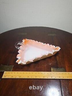 Antique Victorian Cased Glass Jagged Edge UV Sensitive Handled Dish