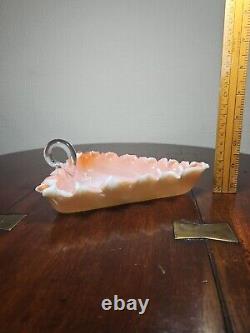 Antique Victorian Cased Glass Jagged Edge UV Sensitive Handled Dish