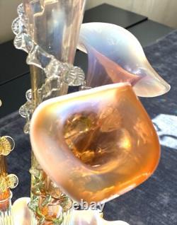 Antique Victorian Pink Opalescent Art Glass Epergne