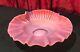 Antique Victorian Pink & White Ruffled Art Glass Bowl