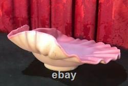 Antique Victorian Pink & White Ruffled Art Glass Bowl