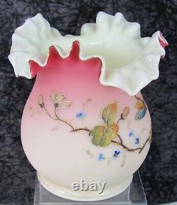 Antique Victorian Thomas Webb Peachblow English Blown Glass Vase withDragonfly
