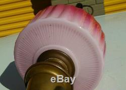 Antique Victorian style Pink Glass & Brass Lamp. Vintage Art deco. Rare