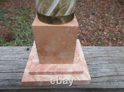 Antique Vintage Art Deco Murano Glass & Pink Marble Lamp base 22 1/2