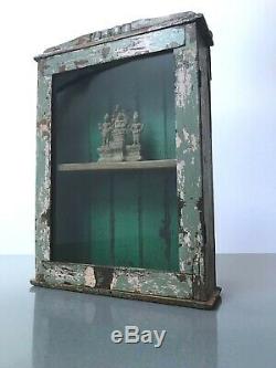 Antique Vintage Indian Art Deco Display Bathroom Cabinet. Pink & Sage