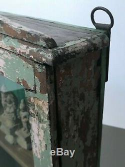 Antique Vintage Indian Art Deco Display Bathroom Cabinet. Pink & Sage