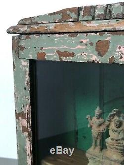 Antique Vintage Indian Art Deco Display Bathroom Cabinet. Pink & Sage