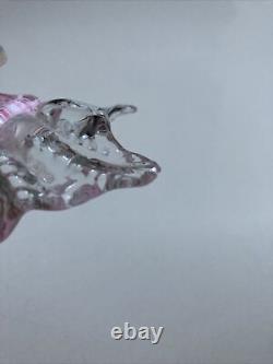 Antique Vintage Murano Venetian Art Glass Bud Vases Pair Pink