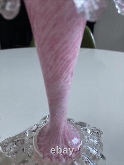 Antique Vintage Murano Venetian Art Glass Bud Vases Pair Pink