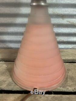 Antique Vtg 30s SATURN Art Deco 1939 WORLD'S FAIR Pink Frosted Glass Table Lamp