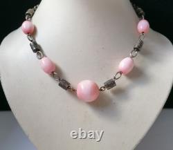 Antique art deco french louis rousselet pink glass beaded rare 1920s necklace