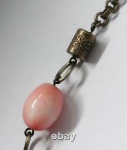 Antique art deco french louis rousselet pink glass beaded rare 1920s necklace