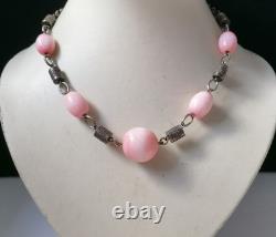 Antique art deco french louis rousselet pink glass beaded rare 1920s necklace