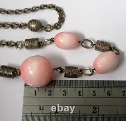 Antique art deco french louis rousselet pink glass beaded rare 1920s necklace