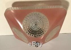 Antique pink glass 10 1/4 Art Deco flush mount square ceiling light fixture