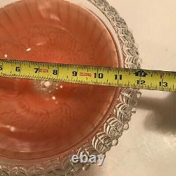 Antique pink glass 12 Art Deco flush mount ceiling light fixture